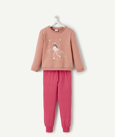 Pyjama Nouvelle Arbo   C - PYJAMA SWEAT FILLE ROSE SUPER DORMEUSE EN FIBRES RECYCLÉES