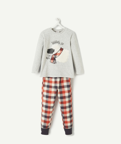 Nice and warm Nouvelle Arbo   C - BOYS' LONG-SLEEVED GREY AND CHECKED PYJAMAS
