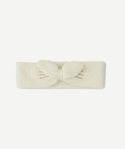 ECODESIGN Nouvelle Arbo   C - BABY GIRLS' CREAM KNITTED HAIRBAND IN RECYCLED FIBRES WITH A BOW