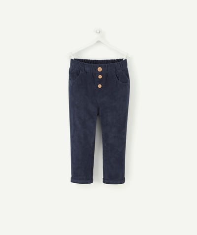 Baby boy Tao Categories - BABY BOYS' STRAIGHT NAVY BLUE CORDUROY TROUSERS WITH BUTTONS