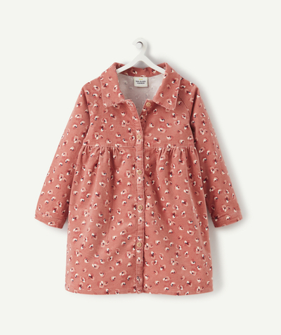 Dress Nouvelle Arbo   C - BABY GIRLS' PINK VELVET DRESS WITH A FLORAL PRINT