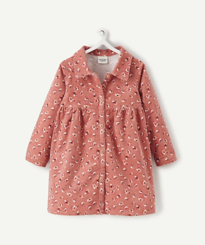Outlet Tao Categories - BABY GIRLS' PINK VELVET DRESS WITH A FLORAL PRINT