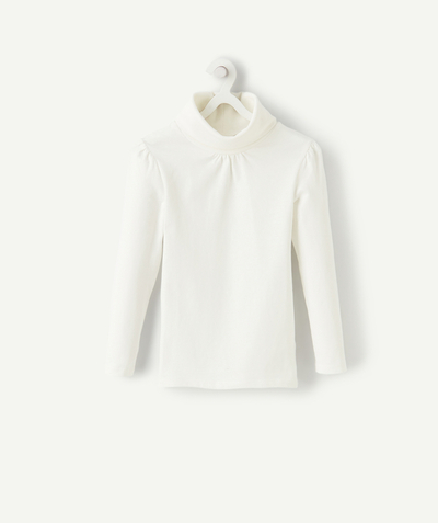Clothing Nouvelle Arbo   C - GIRLS' PLAIN WHITE ROLL COLLAR TURTLENECK IN COTTON