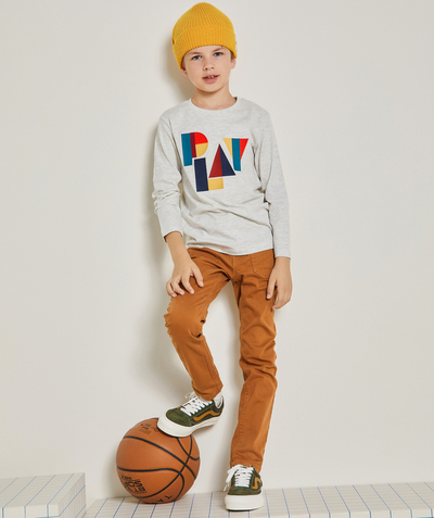Boy Nouvelle Arbo   C - BOYS' VICTOR SLIM CAMEL TROUSERS WITH POCKETS