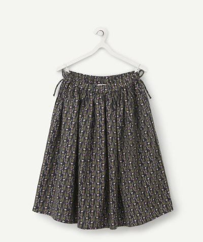 Outlet Tao Categories - GIRLS' LONG SKIRT WITH A FLOWER PATTERN AND A SEQUINNED TRIM