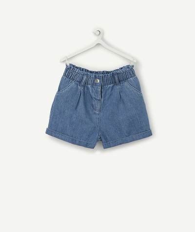 Shorts - Skirt Tao Categories - BABY GIRLS' BLUE SHORTS IN LESS WATER DENIM