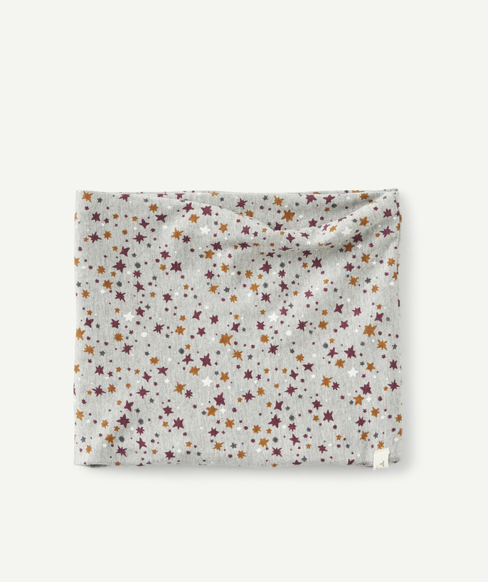 Scarves Tao Categories - BABY BOYS' GREY AND STAR PRINT DOUBLE WRAP SNOOD