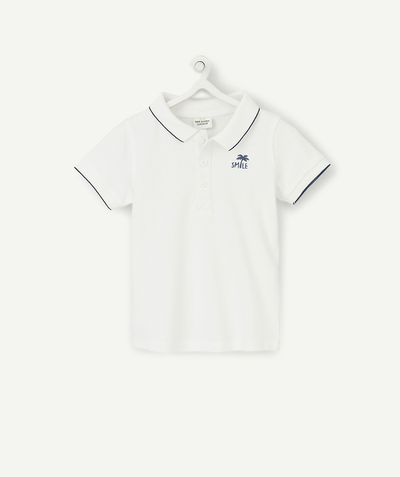 Shirt and polo Tao Categories - WHITE COTTON PIQUE POLO SHIRT WITH A DESIGN OVER THE HEART