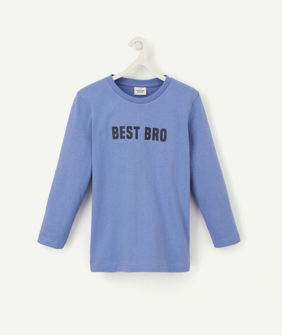 Boy Nouvelle Arbo   C - BLUE T-SHIRT IN ORGANIC COTTON WITH A MESSAGE
