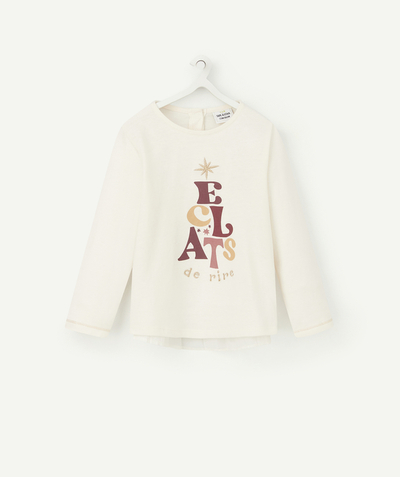 ECODESIGN Nouvelle Arbo   C - BABY GIRLS' T-SHIRT IN ORGANIC COTTON WITH GOLD COLOR STARS AND A MESSAGE