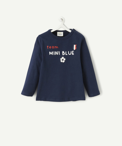 Baby boy Tao Categories - BABY BOYS' T-SHIRT IN NAVY BLUE ORGANIC COTTON WITH A FOOTBALL THEME
