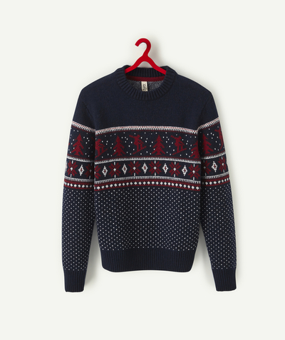 Party outfits Tao Categories - BOYS' NAVY BLUE WINTER JACQUARD JUMPER