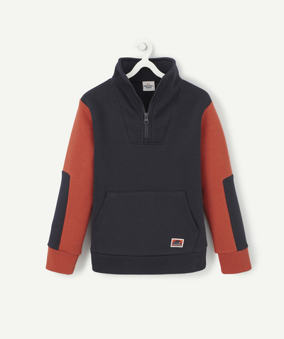 Outlet Nouvelle Arbo   C - BOY'S TWO-TONE ZIP-UP HIGH NECK SWEATSHIRT IN RECYCLED FIBRES