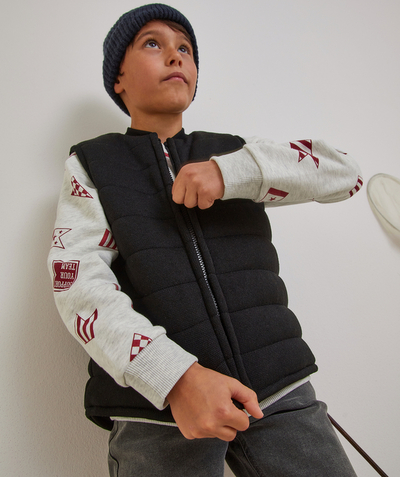 Nice and warm Nouvelle Arbo   C - BOYS' BLACK SLEEVELESS QUILTED COAT