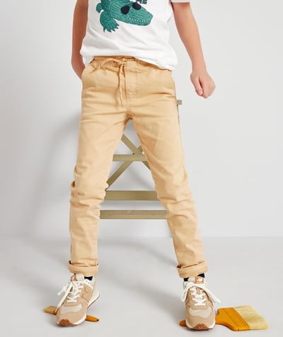 Trousers - Jogging pants Nouvelle Arbo   C - BOYS' ADRIEN RELAXED TROUSERS IN SAND-COLOURED DENIM