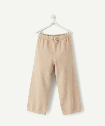 Girl Nouvelle Arbo   C - GIRLS' WIDE-LEGGED TROUSERS IN BEIGE CHENILLE AND SPARKLING RECYCLED FIBRE