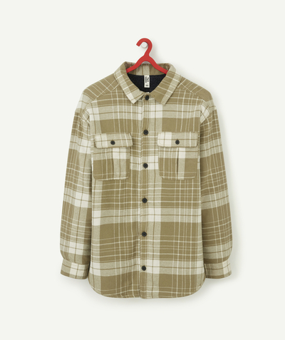 Boy Nouvelle Arbo   C - BOYS' SHERPA-LINED GREEN CHECK SHIRT