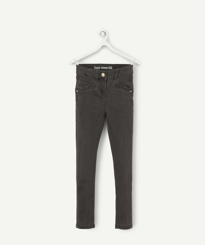 Outlet Nouvelle Arbo   C - GIRLS' LÉA SUPER-SKINNY TROUSERS IN GREY LOW IMPACT DENIM