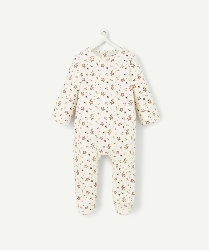 Outlet Tao Categories - CHRISTMAS SLEEPSUIT IN WHITE RECYCLED FIBRES PRINTED WITH STARS
