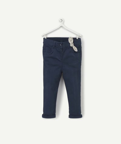 Outlet Tao Categories - GIRLS' SLIM NAVY DENIM PANTS WITH A FLORAL BOW