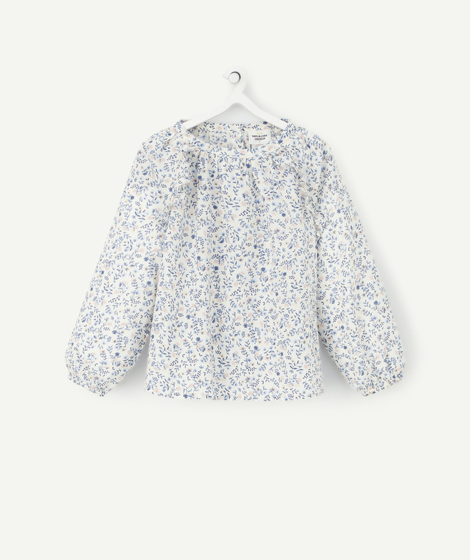Shirt - Blouse Tao Categories - BABY GIRLS' PINK AND BLUE COTTON BLOUSE