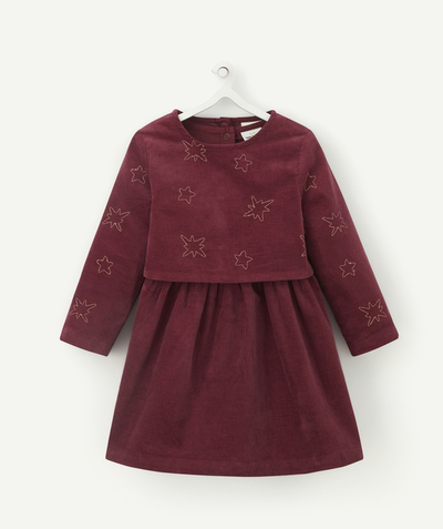 Dress Nouvelle Arbo   C - BURGUNDY VELVET DRESS WITH EMBROIDERED STARS AND A REMOVABLE WAISTCOAT