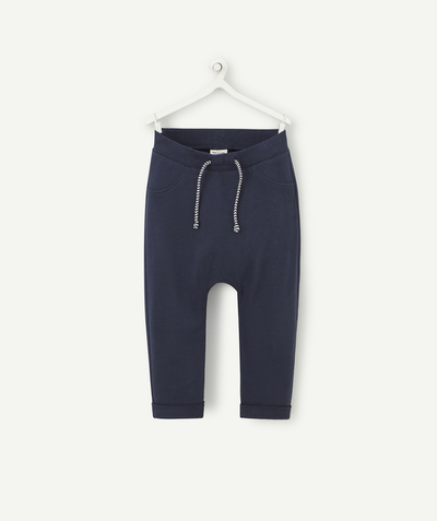 Baby boy Tao Categories - BABY BOYS' NAVY BLUE ALADDIN TROUSERS IN RECYCLED FIBERS