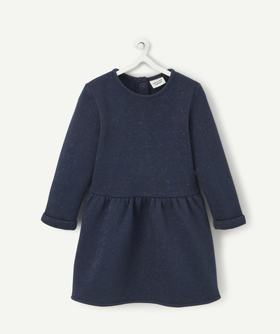 Outlet Nouvelle Arbo   C - BABY GIRLS' DRESS IN NAVY RECYCLED FIBERS FLEECE WITH SEQUINS