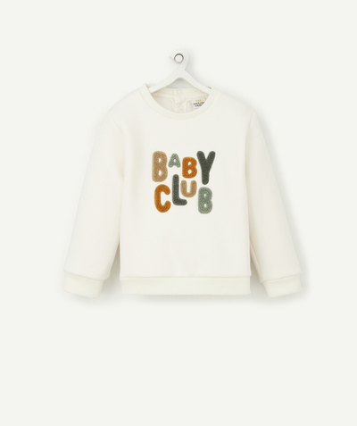 New collection Nouvelle Arbo   C - BABY BOYS' WHITE SWEATSHIRT IN RECYCLED FIBERS