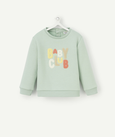 Pullover - Sweatshirt Nouvelle Arbo   C - GREEN SWEATSHIRT WITH A BOUCLE MESSAGE IN RECYCLED FIBRES