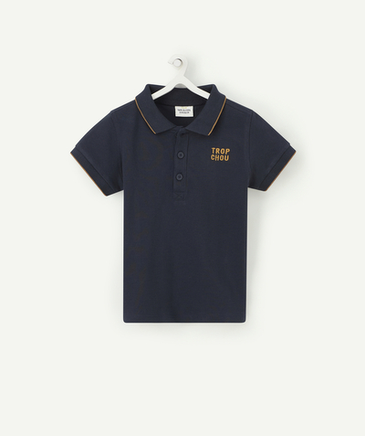 New collection Nouvelle Arbo   C - BABY BOYS' SHORT-SLEEVED POLO SHIRT IN NAVY BLUE COTTON