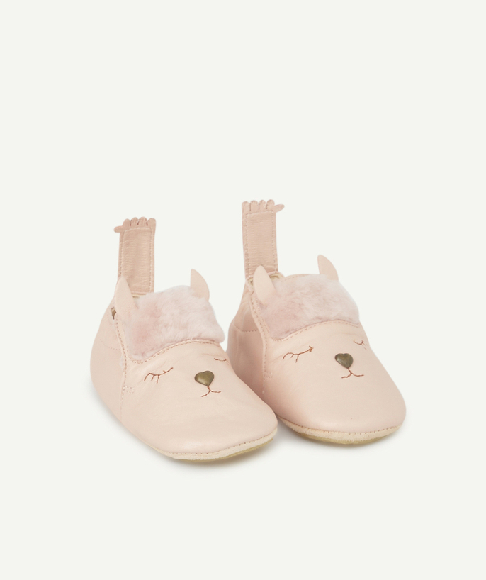 EASY PEASY ® Tao Categories - PINK LEATHER SLIPPERS WITH ALPACA
