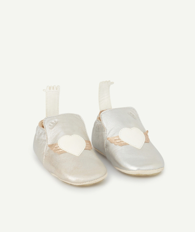 EASY PEASY ® Tao Categories - SILVER COLOR LEATHER SLIPPERS WITH HEARTS