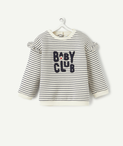 Basics Nouvelle Arbo   C - BABY GIRLS' SWEATSHIRT IN RECYCLED FIBRES WITH BLUE AND WHITE STRIPES