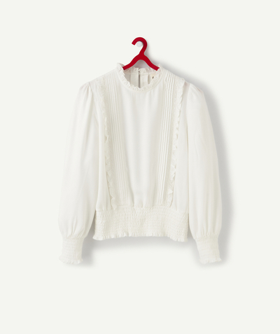 T-shirt - Shirt Nouvelle Arbo   C - GIRLS' WHITE BLOUSE IN ECO-FRIENDLY VISCOSE WITH RUFFLES