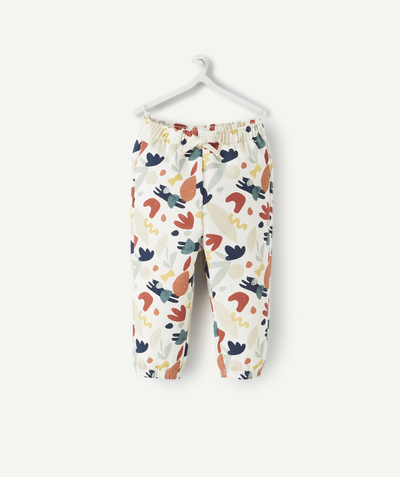 Baby boy Nouvelle Arbo   C - BABY BOYS' CREAM JOGGERS IN RECYCLED FIBRES WITH A COLOURFUL PRINT