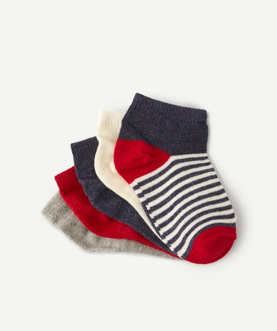 Socks Nouvelle Arbo   C - PACK OF FIVE PAIRS OF BABY BOYS' COLOURED AND STRIPED SOCKS
