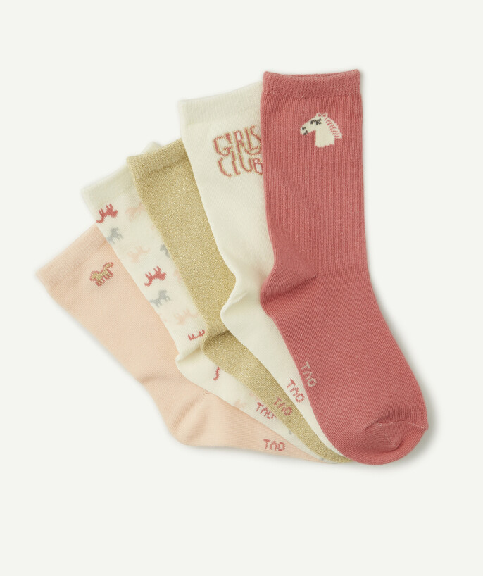 Socks - Tights Tao Categories - PACK OF FIVE PAIRS OF ANIMAL DESIGN SOCKS IN SHADES OF PINK
