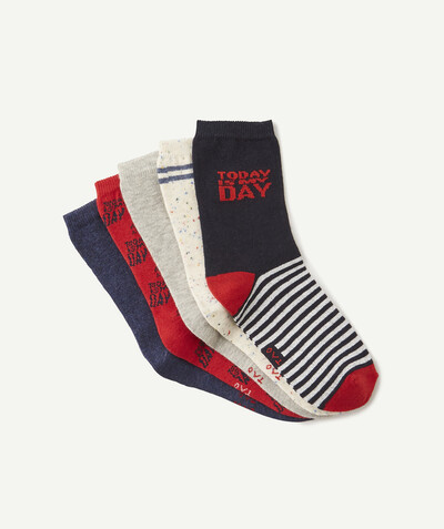 Socks - Tights Nouvelle Arbo   C - PACK OF FIVE PAIRS OF LONG SOCKS WITH RED DETAILS