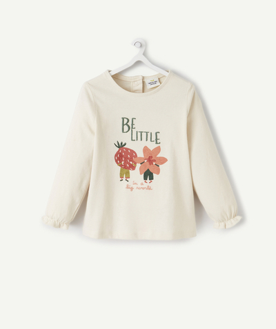 Private sales Tao Categories - BABY GIRLS' CREAM ORGANIC COTTON T SHIRT WITH A MESSAGE