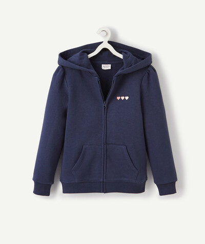 Sweatshirt Nouvelle Arbo   C - NAVY BLUE HOODED CARDIGAN WITH HEARTS