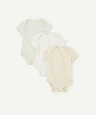 Outlet Nouvelle Arbo   C - PACK OF THREE SHORT-SLEEVED ORGANIC COTTON BODYSUITS