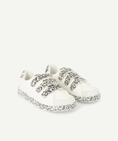Girl Nouvelle Arbo   C - WHITE TRAINERS WITH BLACK FLORAL DETAILS