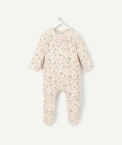 New collection Tao Categories - SLEEPSUIT MADE OF PINK RECYCLED FIBRES WITH A FLORAL PRINT