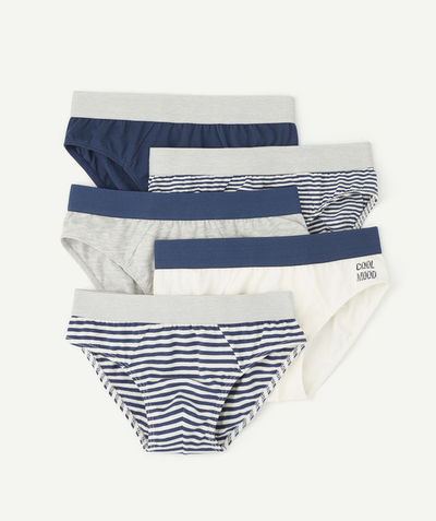 Boy Nouvelle Arbo   C - PACK OF FIVE BOYS' BLUE AND GREY STRIPED BOXERS