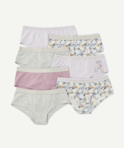 Private sales Tao Categories - PACK OF SEVEN PAIRS OF ORGANIC COTTON SHORTIES FOR GIRLS IN MAUVE AND GREY