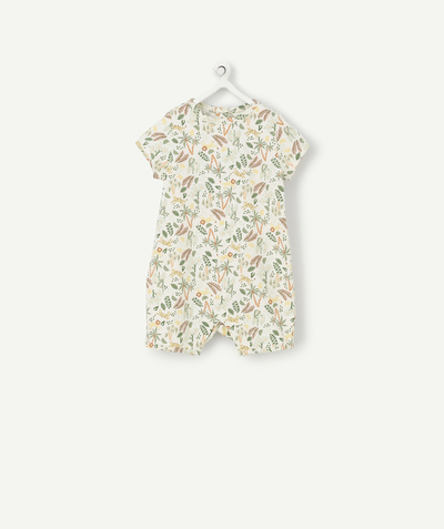 New collection Nouvelle Arbo   C - BABIES' SHORT-SLEEVED SLEEPSUIT IN ORGANIC COTTON WITH A SAVANNA PRINT