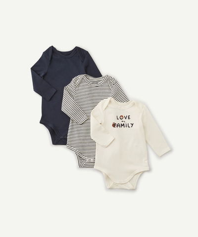 Outlet Nouvelle Arbo   C - PACK OF THREE PLAIN, STRIPED, AND MESSAGE BODYSUITS IN ORGANIC COTTON