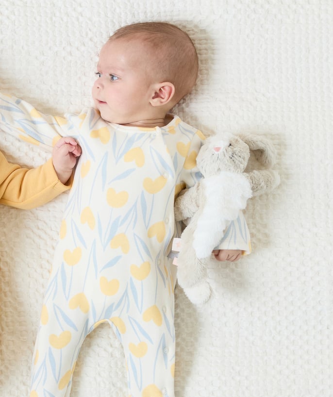 Essentials : 50% off 2nd item* Tao Categories - FLOWER AND HEART PRINT SLEEPSUIT IN RECYCLED FIBRES