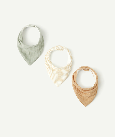 All accessories Nouvelle Arbo   C - PACK OF THREE BABIES' BANDANNA-STYLE COTTON GAUZE BIBS